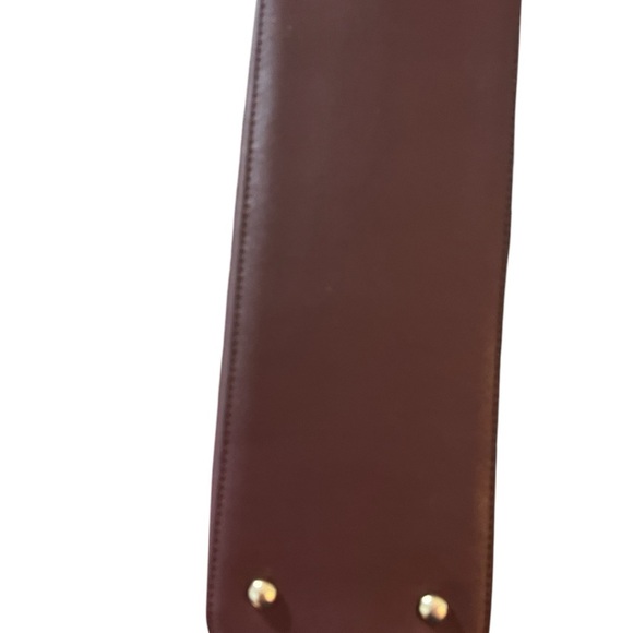 Anne Klein Burgundy Faux Leather Satchel with Gold Hardware - Picture 4 of 6